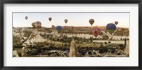 Mulit colored hot air balloons at sunrise over Cappadocia, Central Anatolia Region, Turkey Fine Art Print
