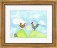 Hilltop Roosters Fine Art Print