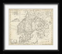 Map of Sweden & Denmark Fine Art Print