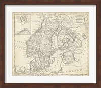 Map of Sweden & Denmark Fine Art Print
