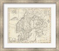 Map of Sweden & Denmark Fine Art Print