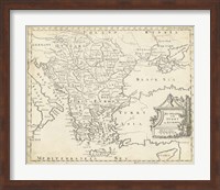 Map of Hungary & Turkey in Europe Fine Art Print
