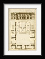 Vintage Building & Plan I Framed Print