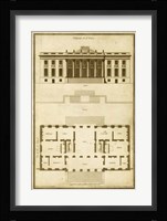 Vintage Building & Plan II Framed Print
