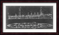 Navy Cruiser Blueprint Fine Art Print