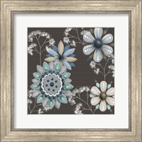 Blue Floral on Sepia II Fine Art Print