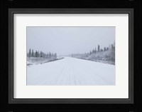 Highway passing through a snow covered landscape, George Parks Highway, Denali National Park, Alaska, USA Fine Art Print