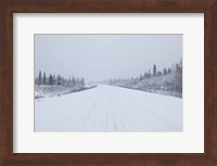 Highway passing through a snow covered landscape, George Parks Highway, Denali National Park, Alaska, USA Fine Art Print