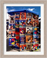 Pillow covers for sale at a handicraft market, Otavalo, Imbabura Province, Ecuador Fine Art Print
