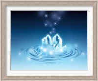 Clear faceted quartz and stars rising from water ripples Fine Art Print