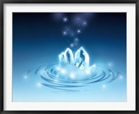 Clear faceted quartz and stars rising from water ripples Fine Art Print