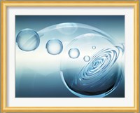 Clear bubbles in descending size rising from water ripples surrounded by clear bubble Fine Art Print