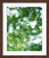Kaleidoscopic scene with white stars with green and blue Fine Art Print