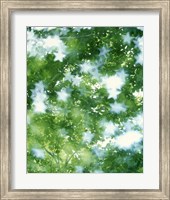Kaleidoscopic scene with white stars with green and blue Fine Art Print