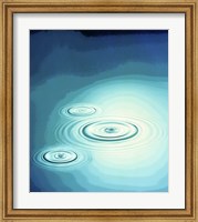 Three rings in deep blue water with circle of light Fine Art Print