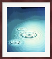Three rings in deep blue water with circle of light Fine Art Print