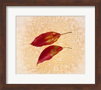 Two red leaves on pink background Fine Art Print