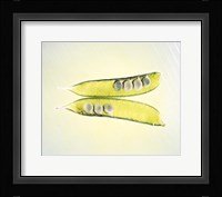 Two transparent pea pods with yellow green background Fine Art Print