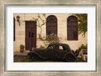 Vintage car parked in front of a house, Calle De Portugal, Colonia Del Sacramento, Uruguay Fine Art Print