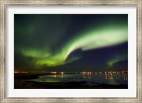 Aurora Borealis in the sky, Alftanes, Reykjavik, Iceland Fine Art Print