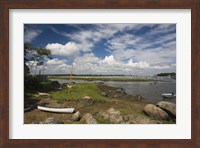 Rocks on the coast, Annisquam Harbor Light, Gloucester, Cape Ann, Massachusetts, USA Fine Art Print