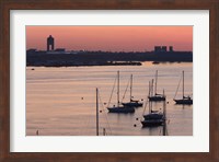 Boats in the sea, Logan International Airport, Boston Harbor, Boston, Massachusetts, USA Fine Art Print