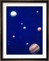 Conceptualized solar system with planets, Jupiter in foreground Fine Art Print