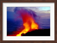 Lava from Volcano Falling into Sea, Big Island, Hawaii Fine Art Print