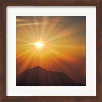 Sun Shinning Over the Mountain, Computer graphics, Lens Flare Fine Art Print