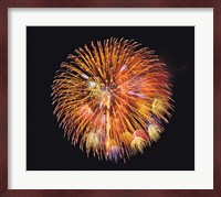 One big circle of fireworks with black background Fine Art Print