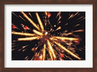 Ignited Fireworks against a Night Sky Fine Art Print