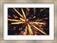 Ignited Fireworks against a Night Sky Fine Art Print