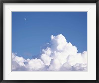 Cumulus clouds and moon in sky Fine Art Print