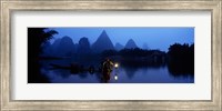 Fisherman fishing at night, Li River , China Fine Art Print