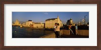 Side profile of a couple romancing, Moskva River, Moscow, Russia Fine Art Print