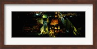 High angle view of buildings lit up at night, Guanajuato, Mexico Fine Art Print