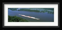 Barge in a river, Mississippi River, Marquette, Prairie Du Chien, Wisconsin-Iowa, USA Fine Art Print