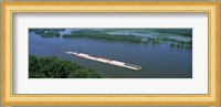 Barge in a river, Mississippi River, Marquette, Prairie Du Chien, Wisconsin-Iowa, USA Fine Art Print