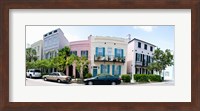 Rainbow row colorful houses along a street, East Bay Street, Charleston, South Carolina, USA Fine Art Print