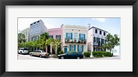 Rainbow row colorful houses along a street, East Bay Street, Charleston, South Carolina, USA Fine Art Print