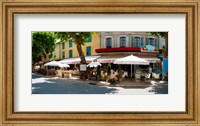 Restaurants during lunch hour along the Rue Du Marche, Riez, Alpes-de-Haute-Provence, Provence-Alpes-Cote d'Azur, France Fine Art Print