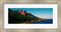 Red rocks in the late afternoon summer light at coast, Esterel Massif, French Riviera, Provence-Alpes-Cote d'Azur, France Fine Art Print