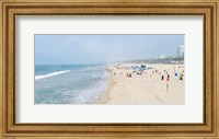Tourists on the beach, Santa Monica Beach, Santa Monica, Los Angeles County, California, USA Fine Art Print
