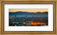 Buildings in a city, Miracle Mile, Hollywood, Griffith Park Observatory, Los Angeles, California, USA Fine Art Print