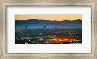 Buildings in a city, Miracle Mile, Hollywood, Griffith Park Observatory, Los Angeles, California, USA Fine Art Print
