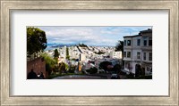 Aerial view of the Lombard Street, Coit Tower, Bay Bridge, San Francisco, California, USA Fine Art Print