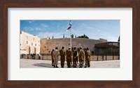 Israeli soldiers being instructed by officer in plaza in front of Western Wall, Jerusalem, Israel Fine Art Print