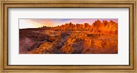 Alpenglow on rock formations at sunrise, Door Trail, Badlands National Park, South Dakota, USA Fine Art Print