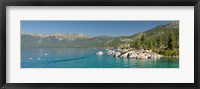 Stand-Up Paddle-Boarders near Sand Harbor at Lake Tahoe, Nevada, USA Fine Art Print