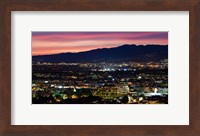 High angle view of a city at dusk, Culver City, West Los Angeles, Santa Monica Mountains, Los Angeles County, California, USA Fine Art Print